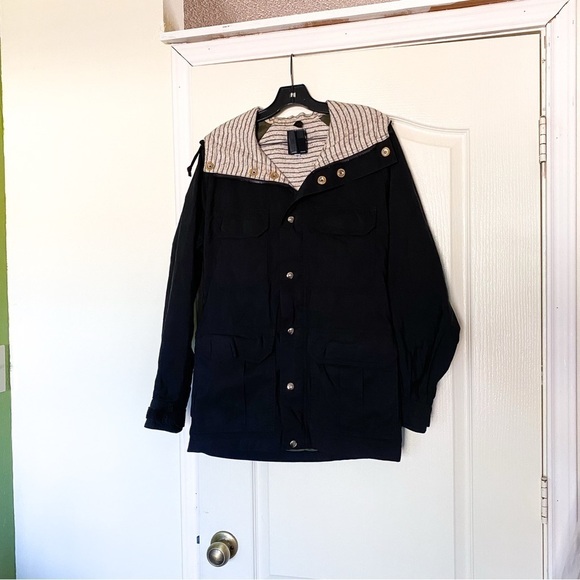 Pierrepont Hicks Jacket Unisex Track Parka Longline Cotton Nylon Black S EUC - Picture 2 of 9